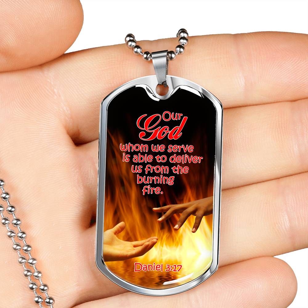 Firefighter Christian God Will Deliver Us! Gift Dog Tag Stainless Steel or 18k Gold 24 - Express Your Love Gifts