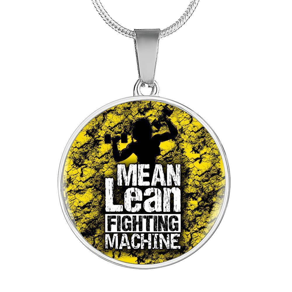 Fitness Gym Bodybuilder Motivation Gift Mean Lean Fighting Machine Circle Necklace-Express Your Love Gifts