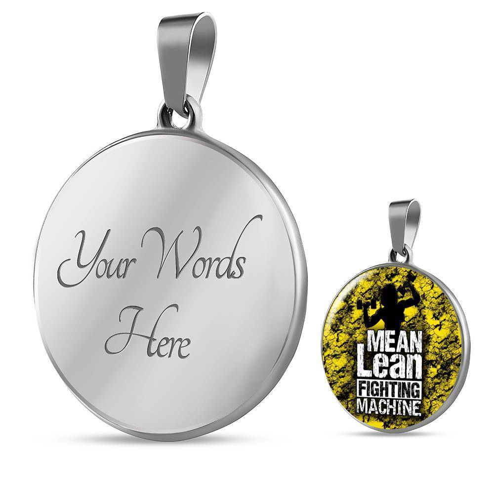 Fitness Gym Bodybuilder Motivation Gift Mean Lean Fighting Machine Circle Necklace-Express Your Love Gifts