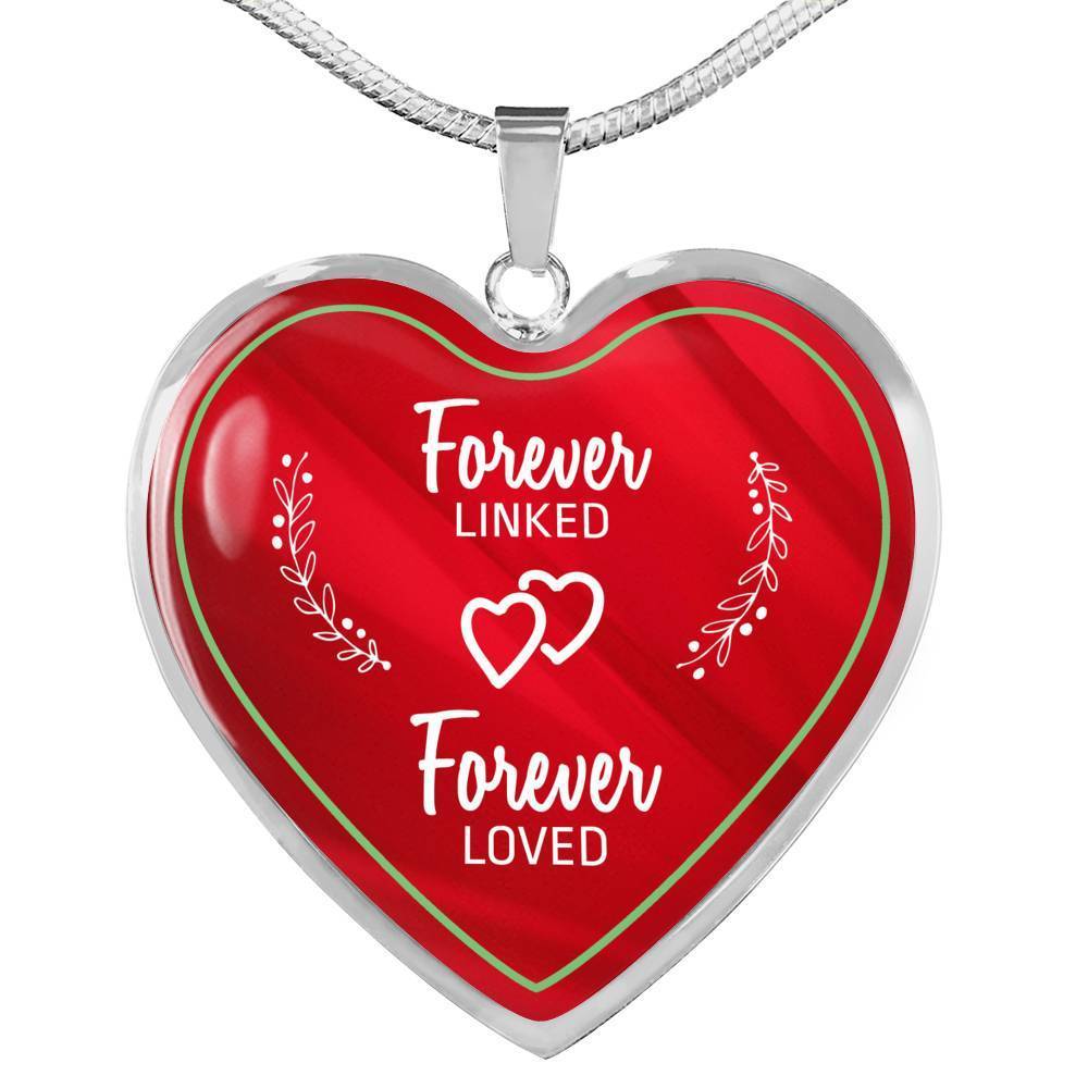 Forever Linked Forever Loved Necklace Stainless Steel or 18k Gold Heart Pendant 18-22"-Express Your Love Gifts