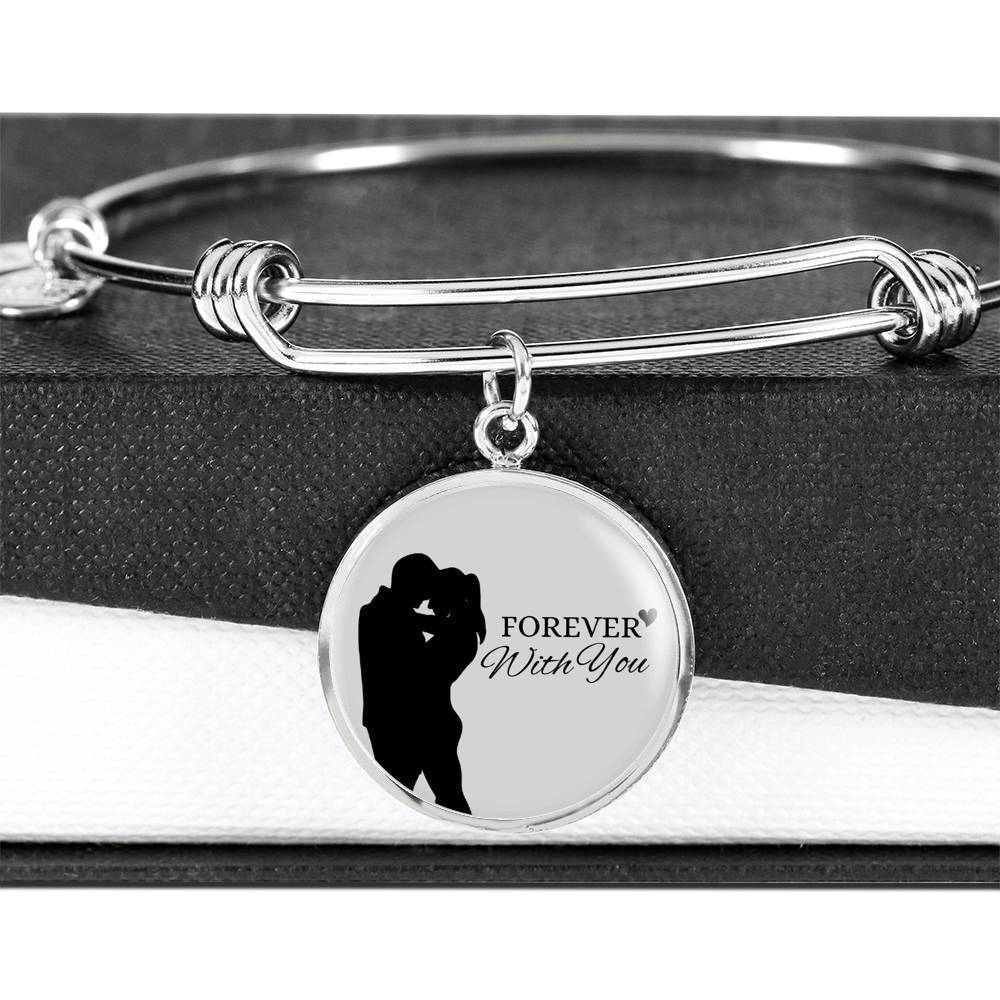 Forever With You Stainless Steel or 18k Gold Circle Bangle Bracelet - Express Your Love Gifts