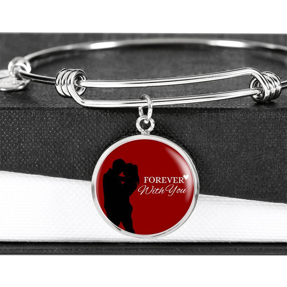 Forever With You Couple Stainless Steel or 18k Gold Circle Bracelet Bangle - Express Your Love Gifts