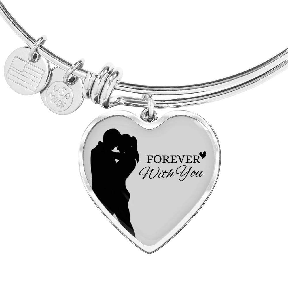 Forever With You Stainless Steel or 18k Gold Heart Bangle Bracelet - Express Your Love Gifts