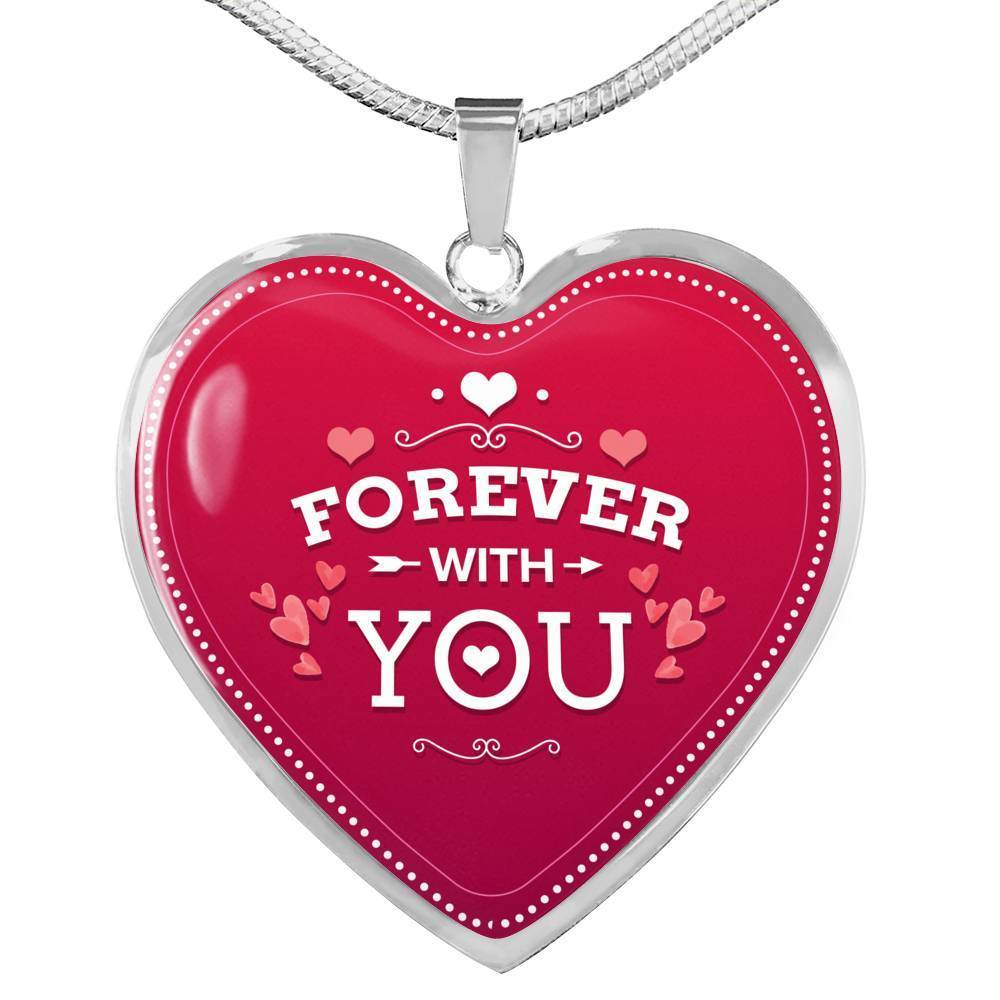 Forever With You Heart Pendant Necklace Stainless Steel or 18k Gold Pendant Necklace 18-22"-Express Your Love Gifts