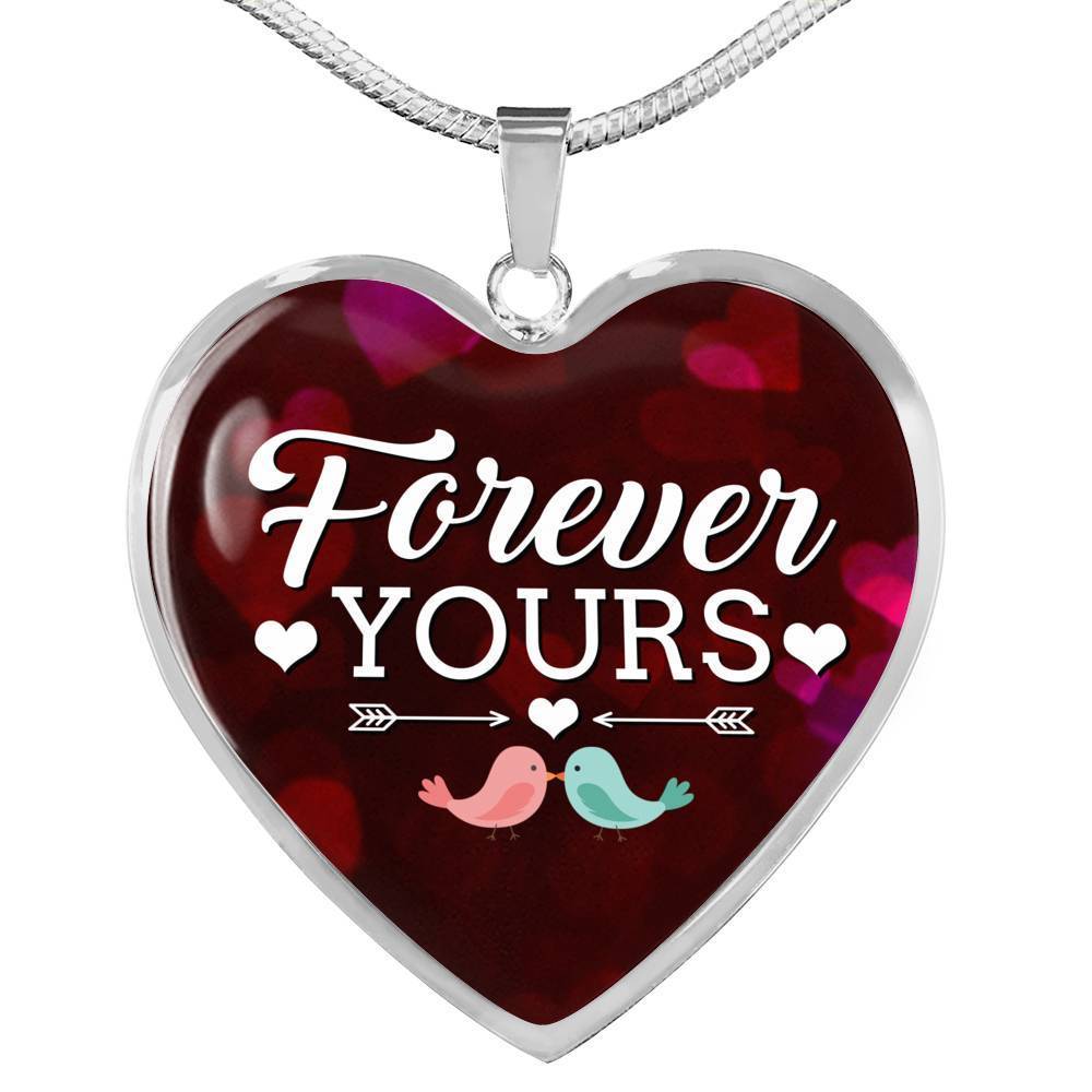 Forever Yours Heart Pendant Necklace Stainless Steel or 18k Gold 18-22"-Express Your Love Gifts