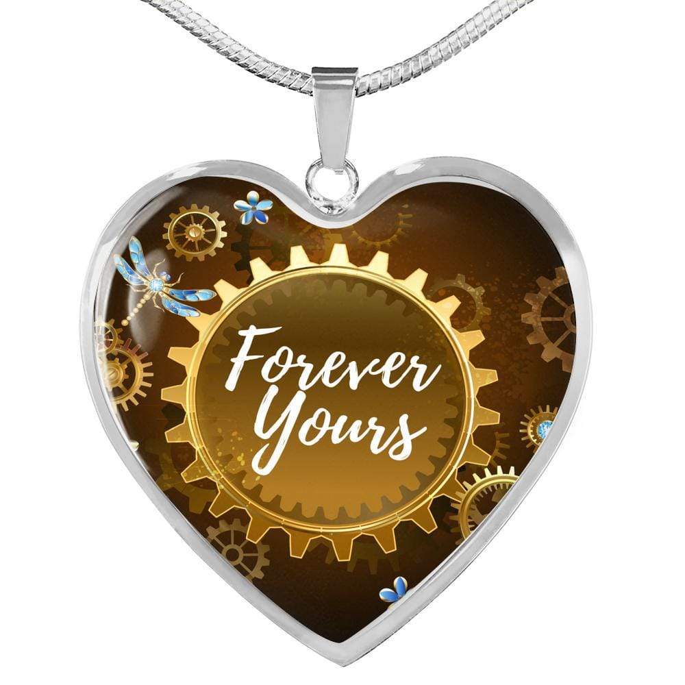 Forever Yours Necklace Stainless Steel or 18k Gold Heart Pendant 18-22" - Express Your Love Gifts