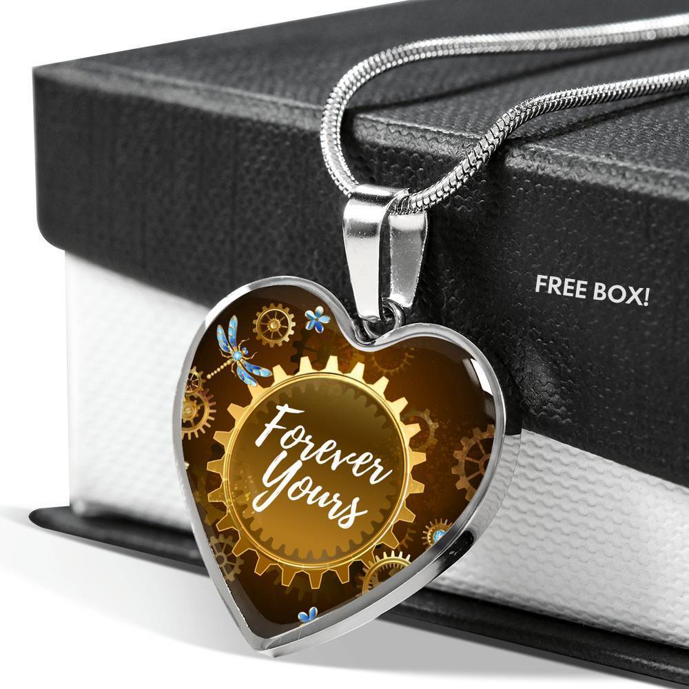 Forever Yours Necklace Stainless Steel or 18k Gold Heart Pendant 18-22" - Express Your Love Gifts