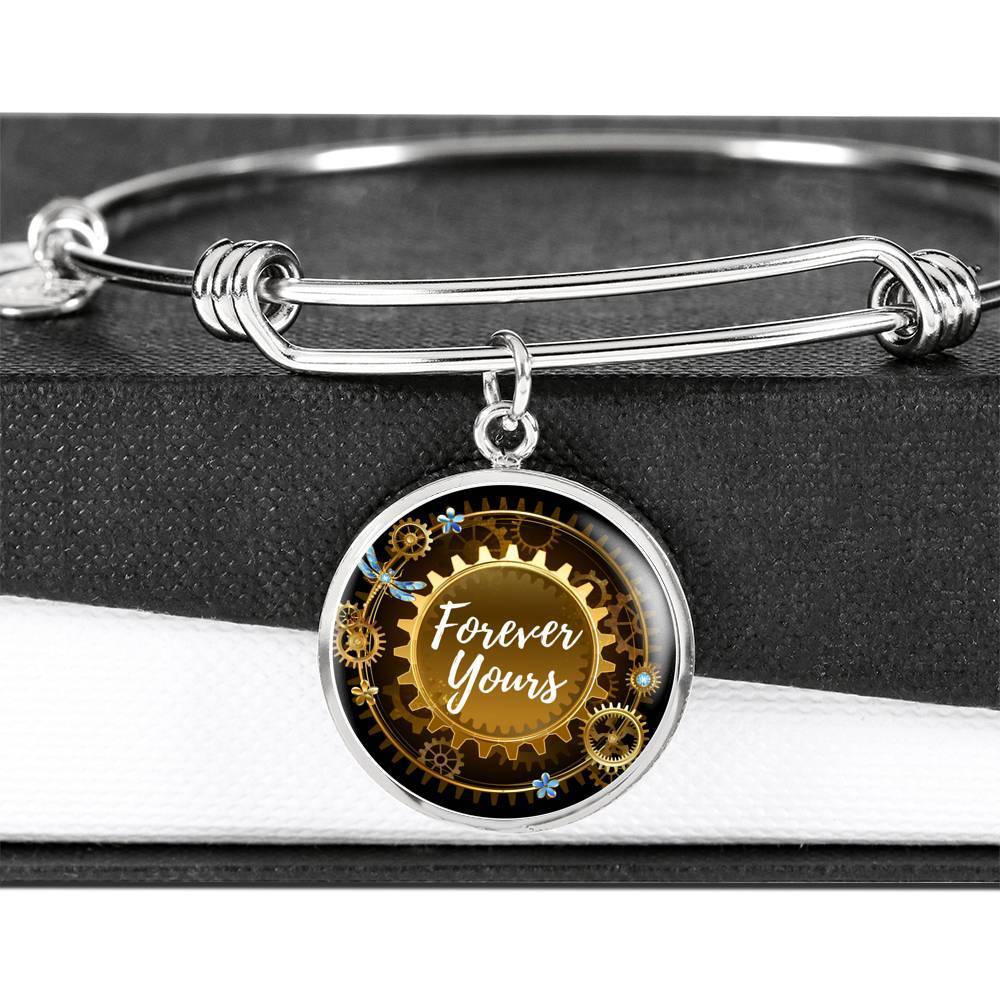 Forever Yours Stainless Steel or 18k Gold Heart Bangle Bracelet - Express Your Love Gifts