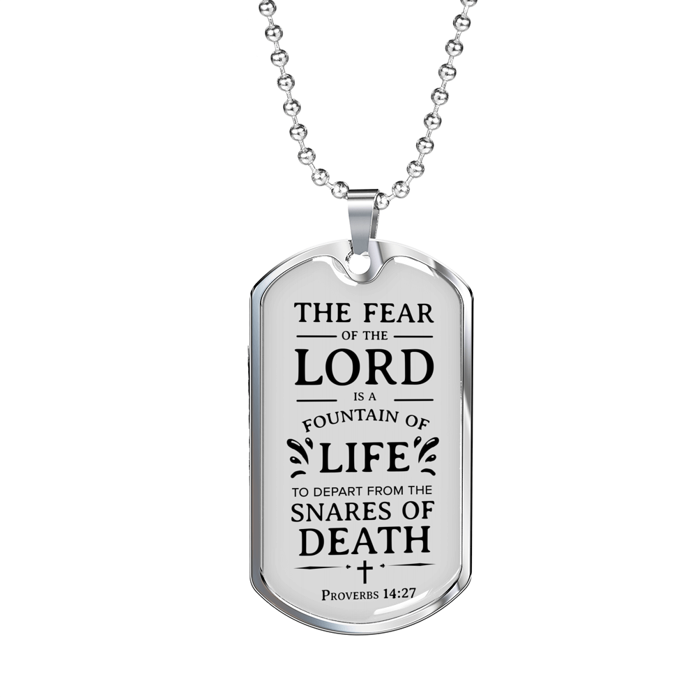 Fountain Of Life Christian Necklace Stainless Steel or 18k Gold Dog Tag 24" Chain-Express Your Love Gifts