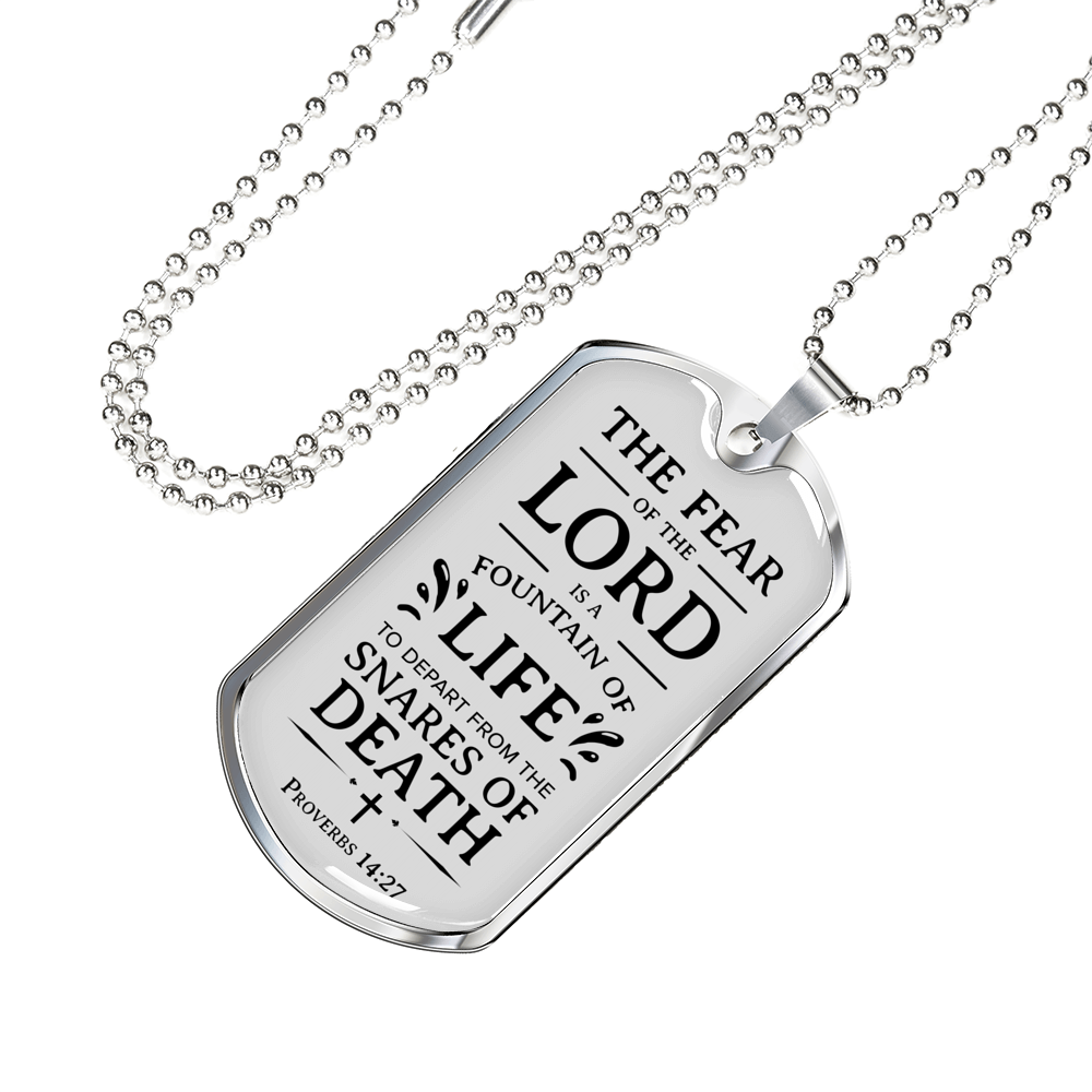 Fountain Of Life Christian Necklace Stainless Steel or 18k Gold Dog Tag 24" Chain-Express Your Love Gifts