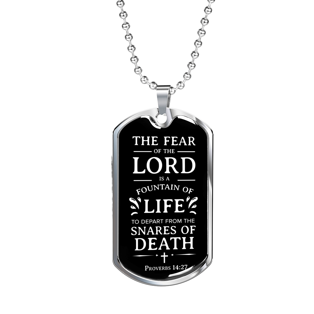 Fountain Of Life Scriptureinspired Necklace Stainless Steel or 18k Gold Dog Tag 24" Chain-Express Your Love Gifts