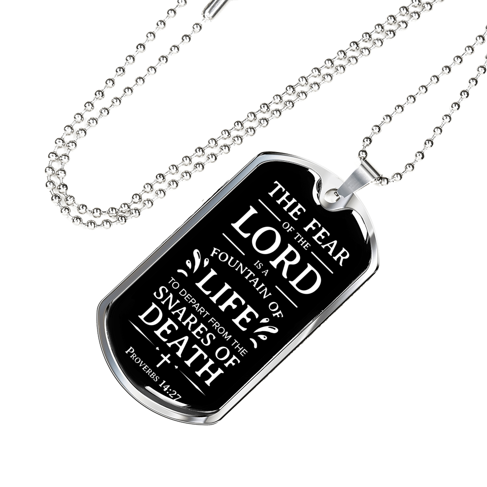 Fountain Of Life Scriptureinspired Necklace Stainless Steel or 18k Gold Dog Tag 24" Chain-Express Your Love Gifts