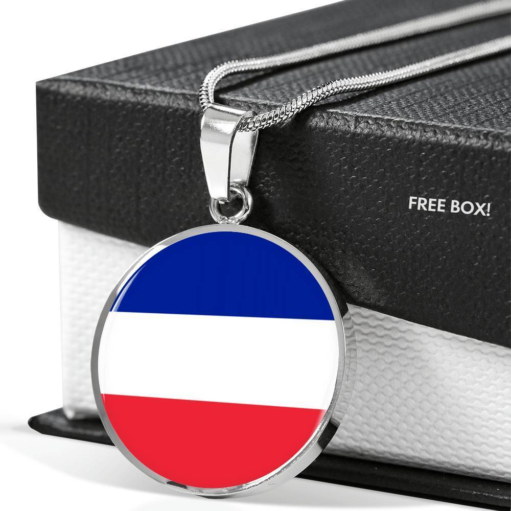 France Flag Necklace France Flag Stainless Steel or 18k Gold 18-22" - Express Your Love Gifts