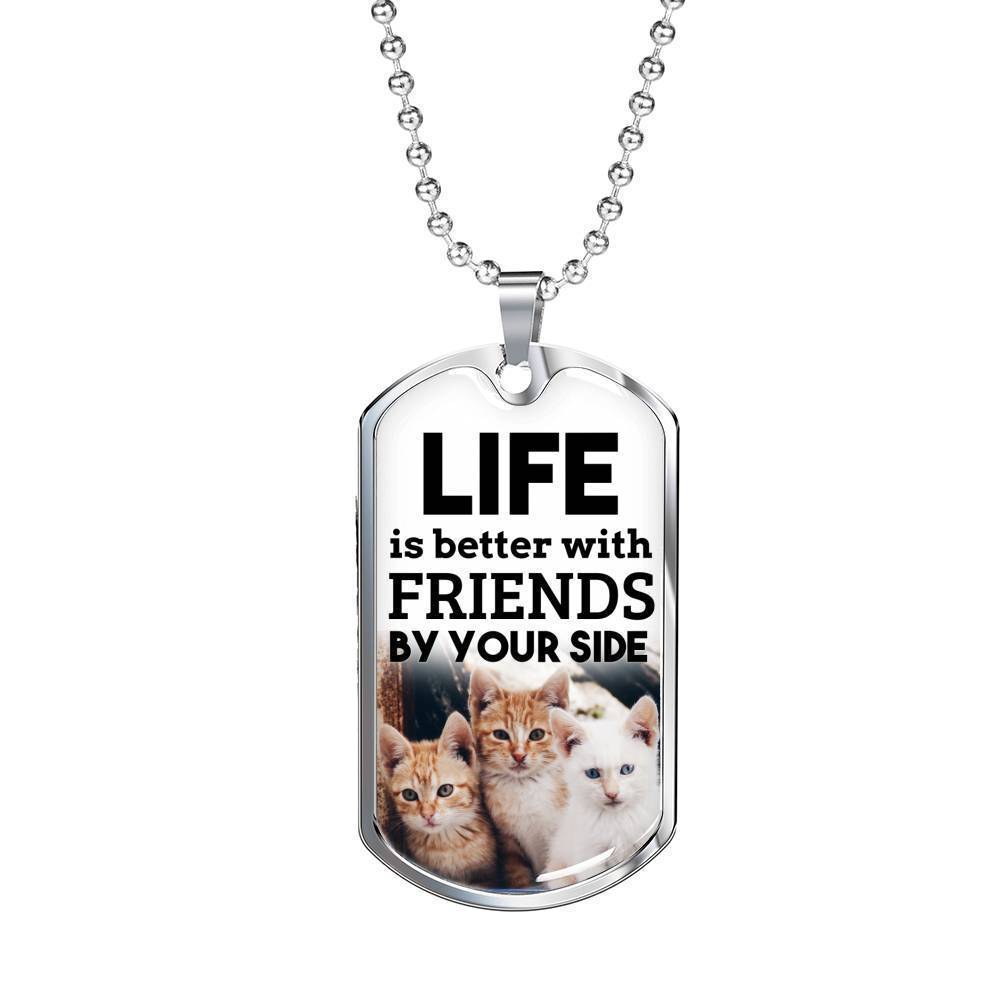 Friendship Gift Necklace Stainless Steel or 18k Gold Dog Tag 24" Chain-Express Your Love Gifts