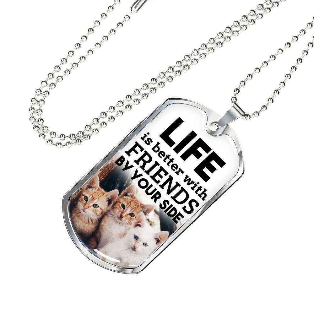 Friendship Gift Necklace Stainless Steel or 18k Gold Dog Tag 24" Chain-Express Your Love Gifts