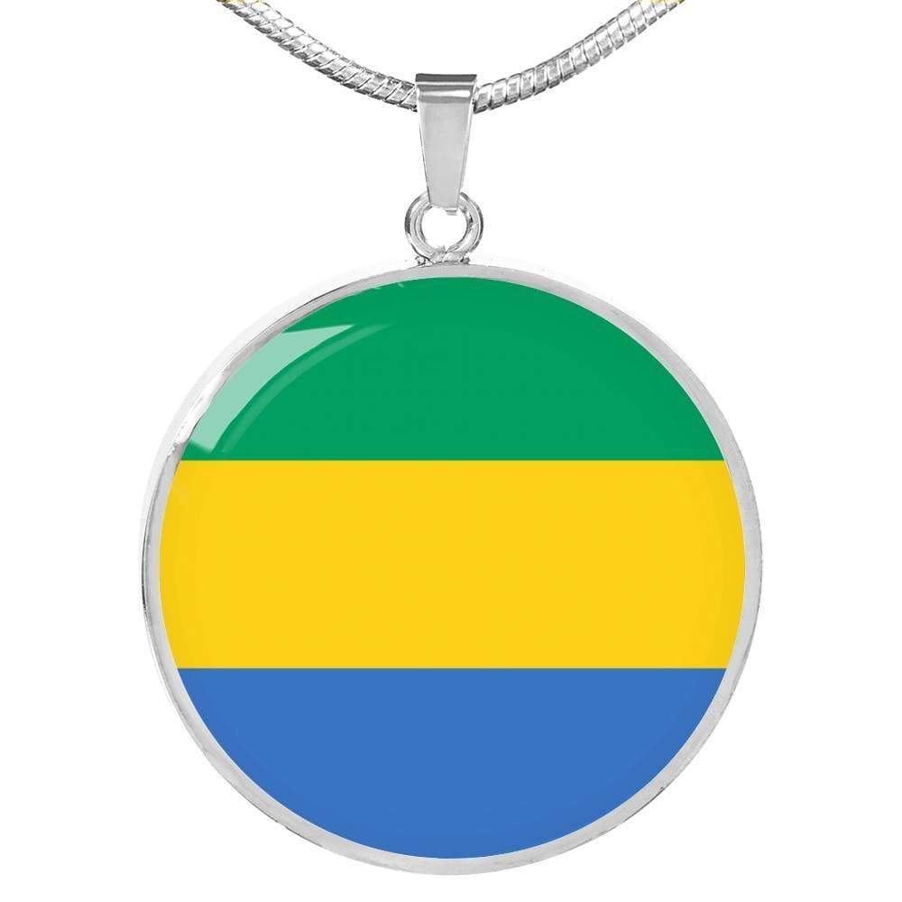 Gabon Flag Necklace Gabon Flag Stainless Steel or 18k Gold 18-22" - Express Your Love Gifts