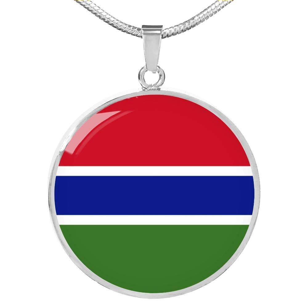 Gambia Flag Necklace Gambia Flag Stainless Steel or 18k Gold 18-22" - Express Your Love Gifts