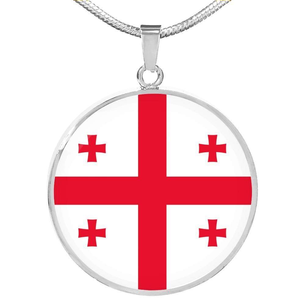 Georgia Flag Necklace Georgia Flag Stainless Steel or 18k Gold 18-22" - Express Your Love Gifts