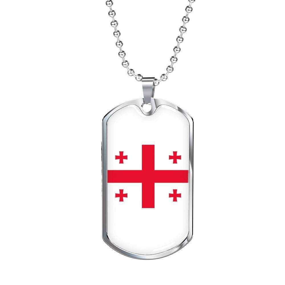 Georgia Flag Necklace Georgia Flag Stainless Steel or 18k Gold Dog Tag 24" - Express Your Love Gifts