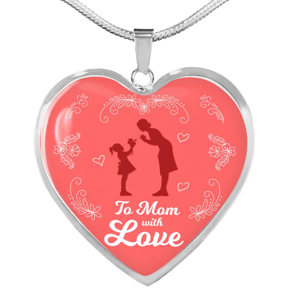 Gift For Mom To Mom With Love Heart Stainless Steel or 18k Gold Heart Pendant Necklace 18-22" - Express Your Love Gifts