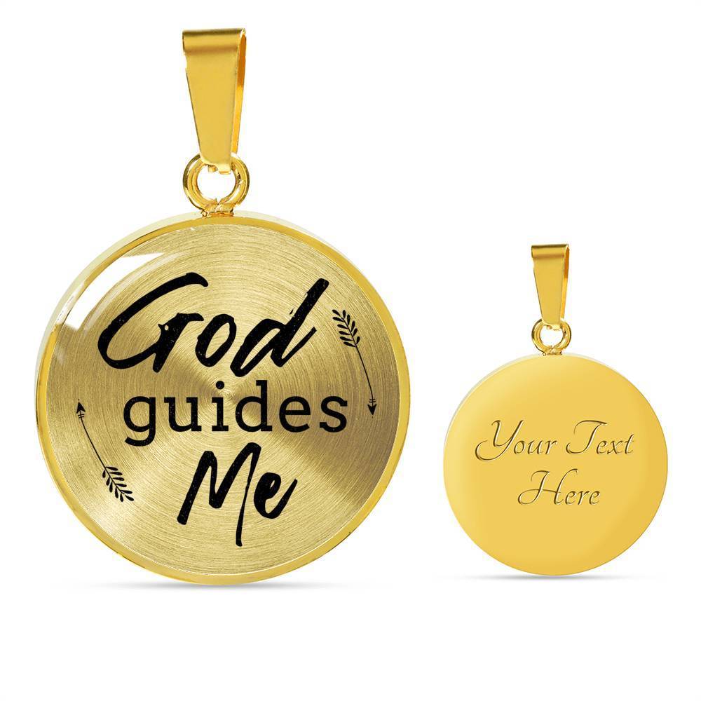 God Guides Me Bible Verse Circle Necklace Stainless Steel or 18k Gold 18-22"-Express Your Love Gifts