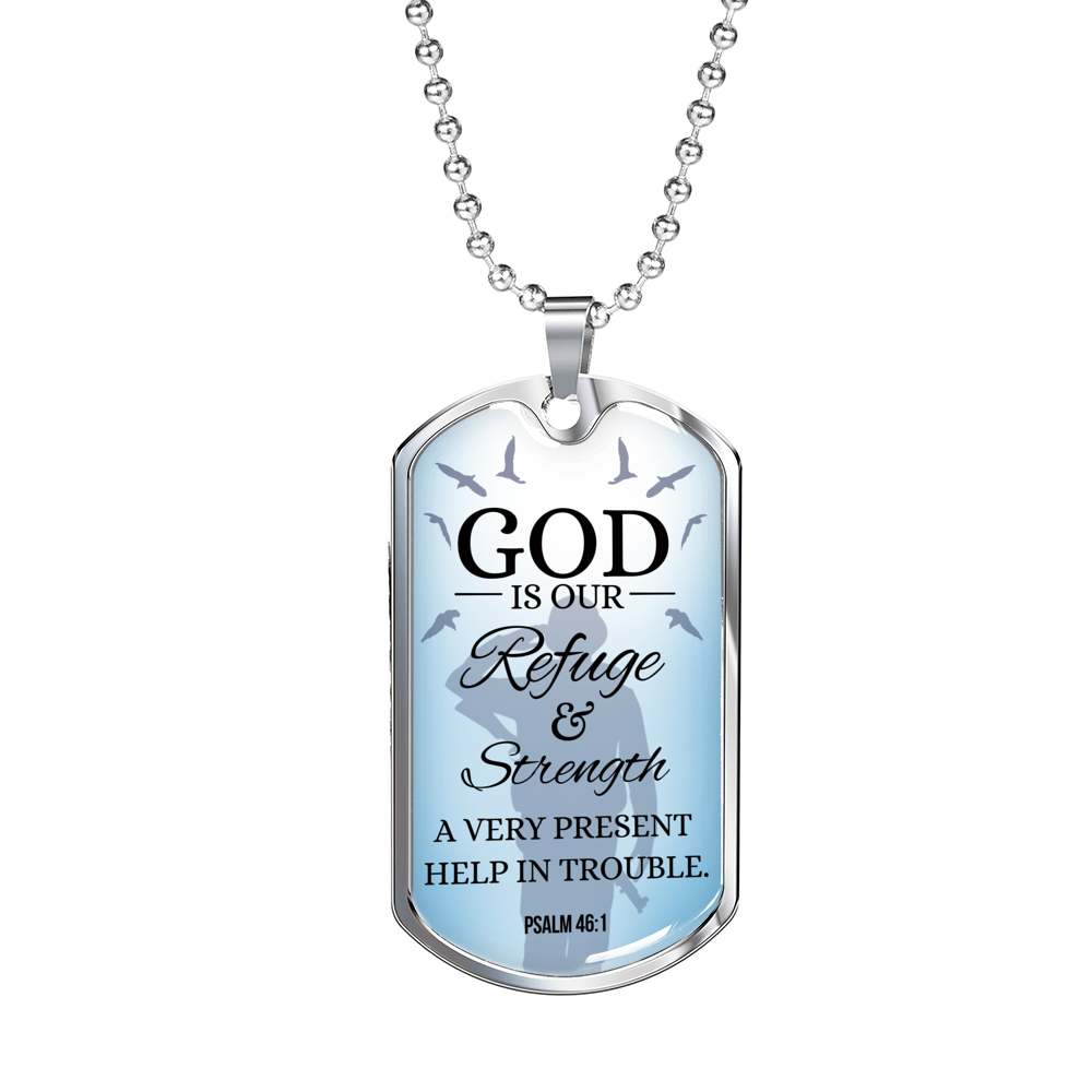 God Is Always Ready To Help Christian Faith Necklace Stainless Steel or 18k Gold Dog Tag 24" Chain-Express Your Love Gifts