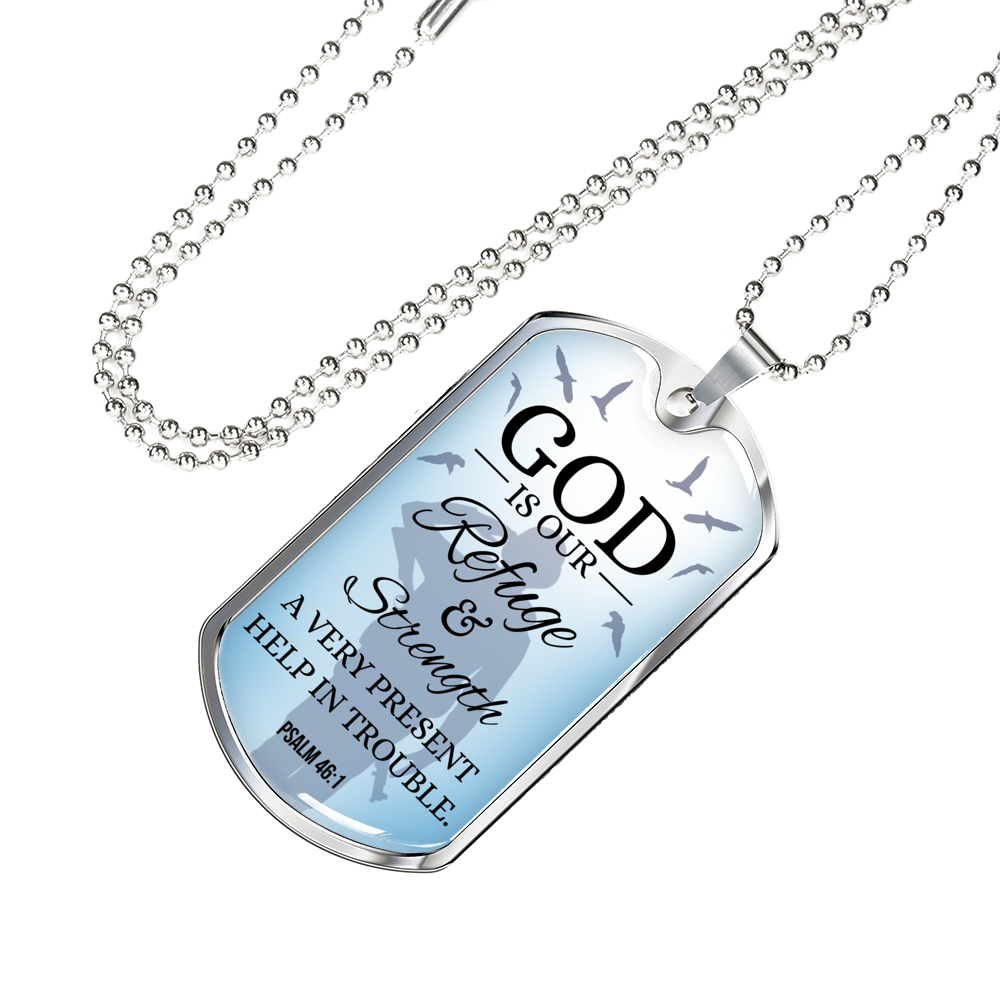 God Is Always Ready To Help Christian Faith Necklace Stainless Steel or 18k Gold Dog Tag 24" Chain-Express Your Love Gifts