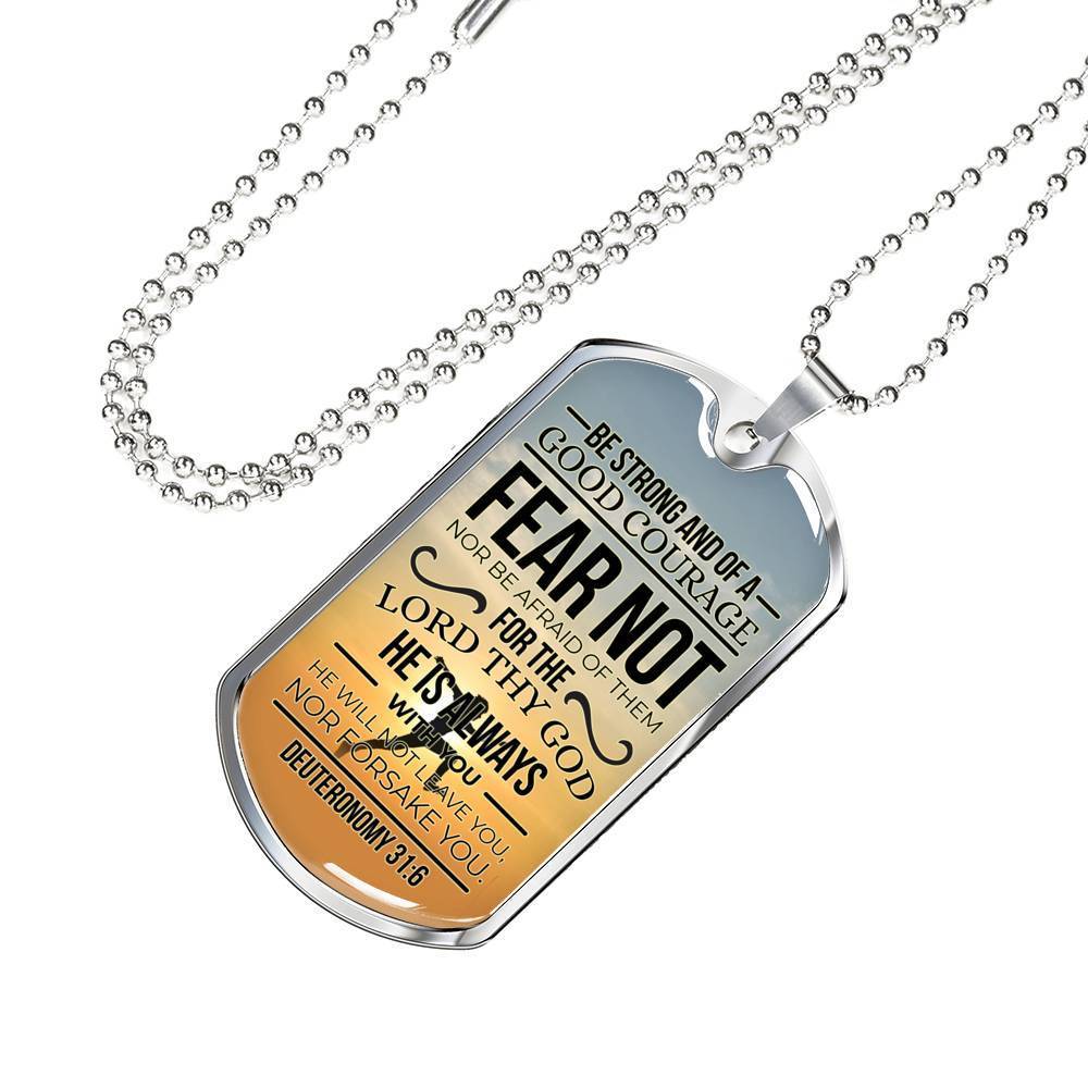 God Is Always With You Deuteronomy Necklace Stainless Steel or 18k Gold Dog Tag 24" Chain-Express Your Love Gifts