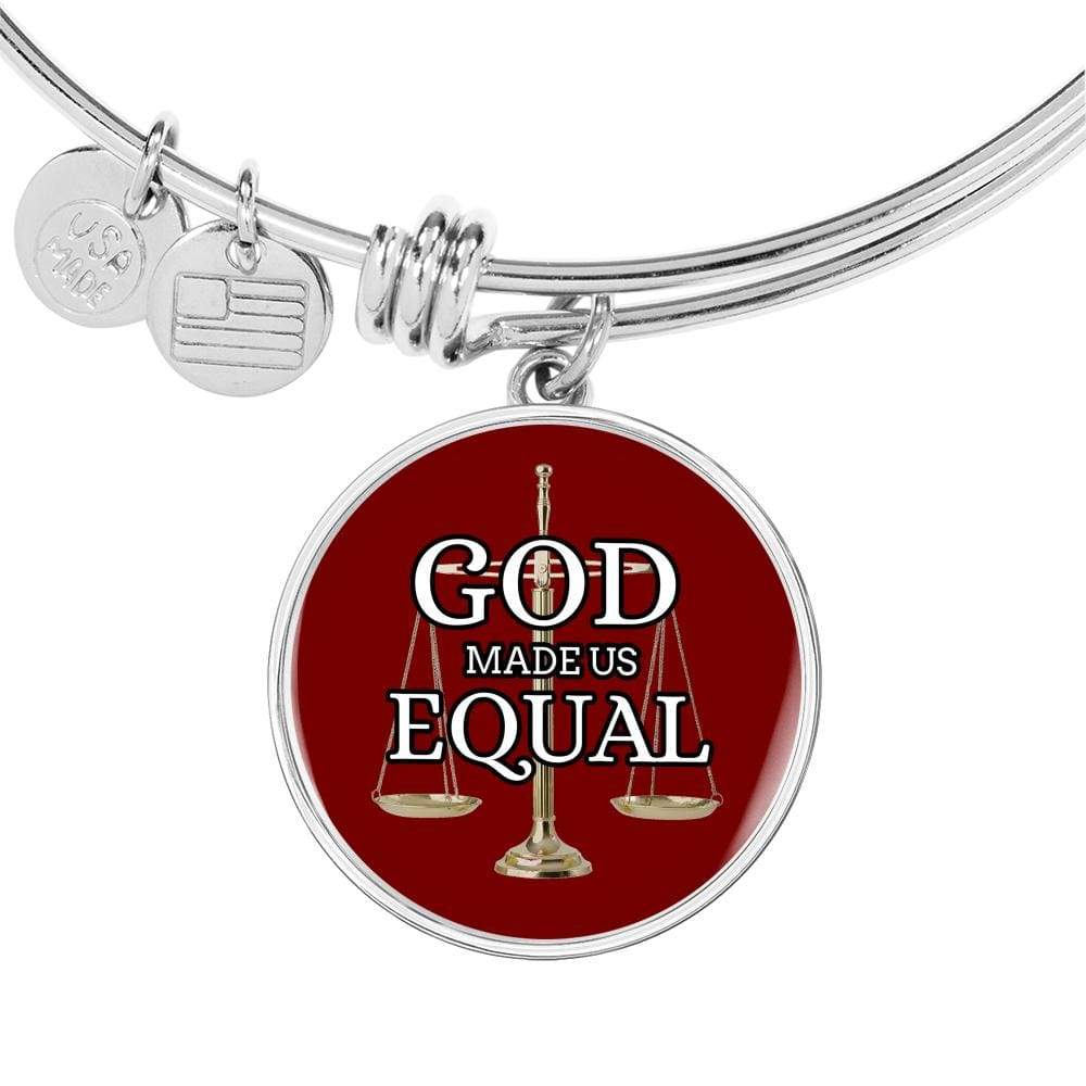 God Made Us Equal Stainless Steel or 18k Gold Christian Circle Bangle Bracelet - Express Your Love Gifts