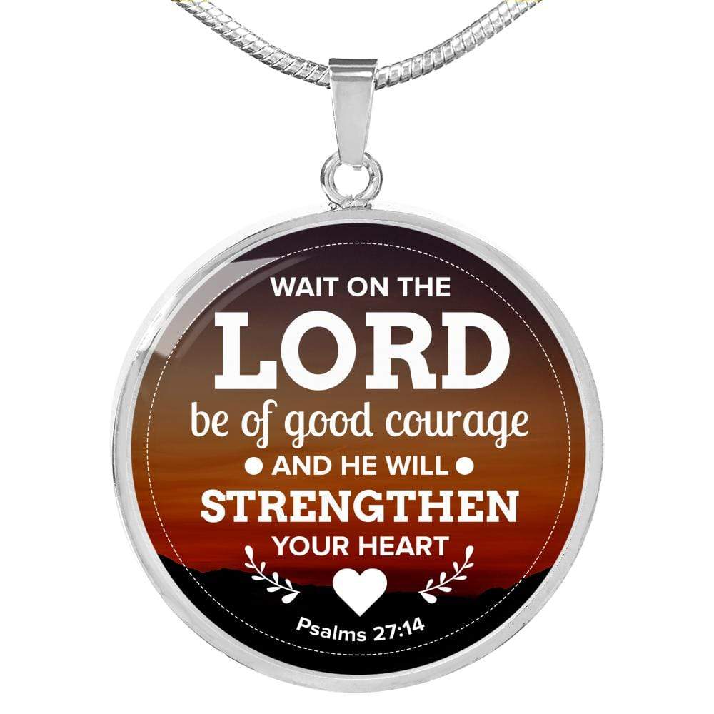 God Shall Strengthen You Circle Necklace Stainless Steel or 18k Gold 18-22" - Express Your Love Gifts