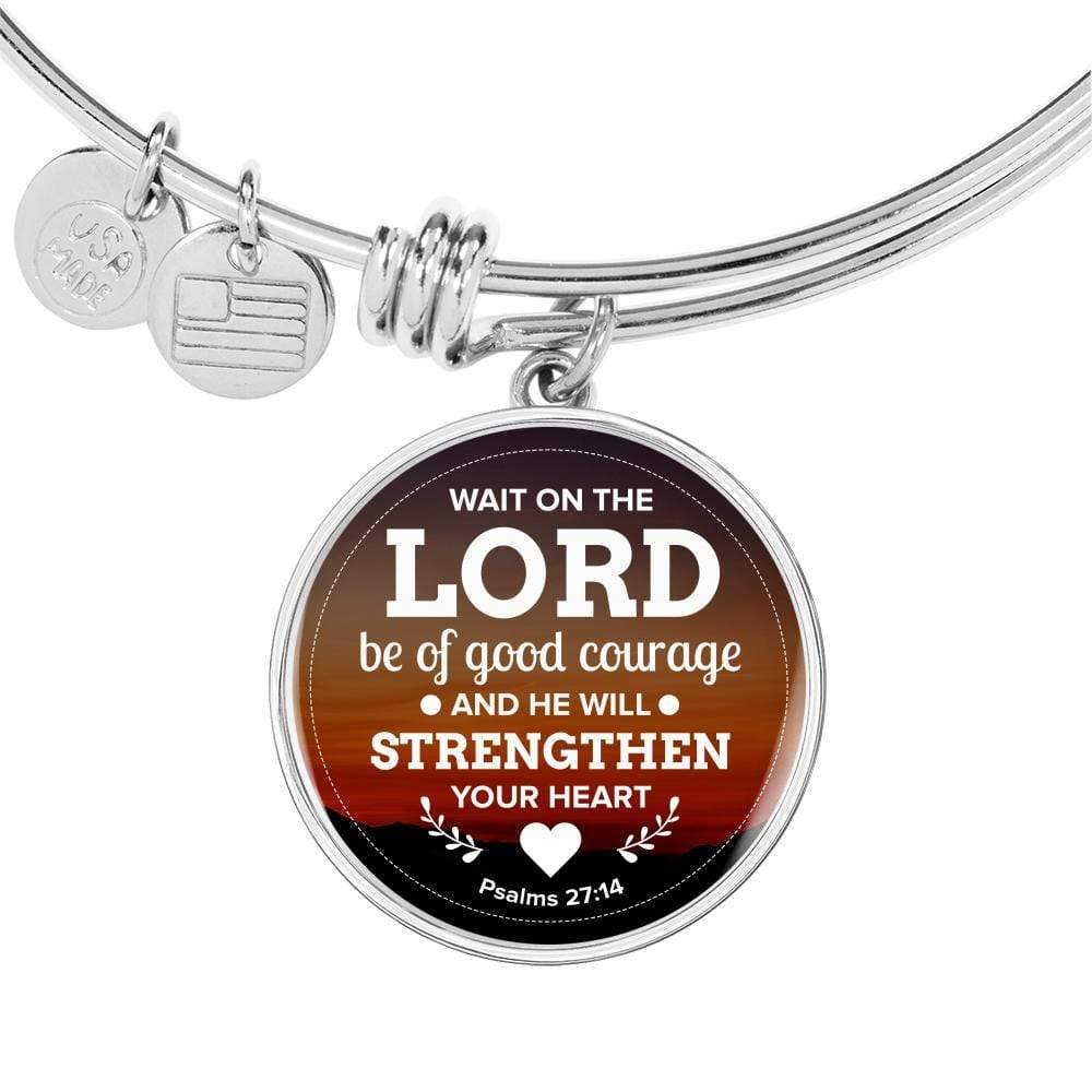 God Shall Strengthen You Stainless Steel or 18k Gold Circle Bangle Bracelet - Express Your Love Gifts