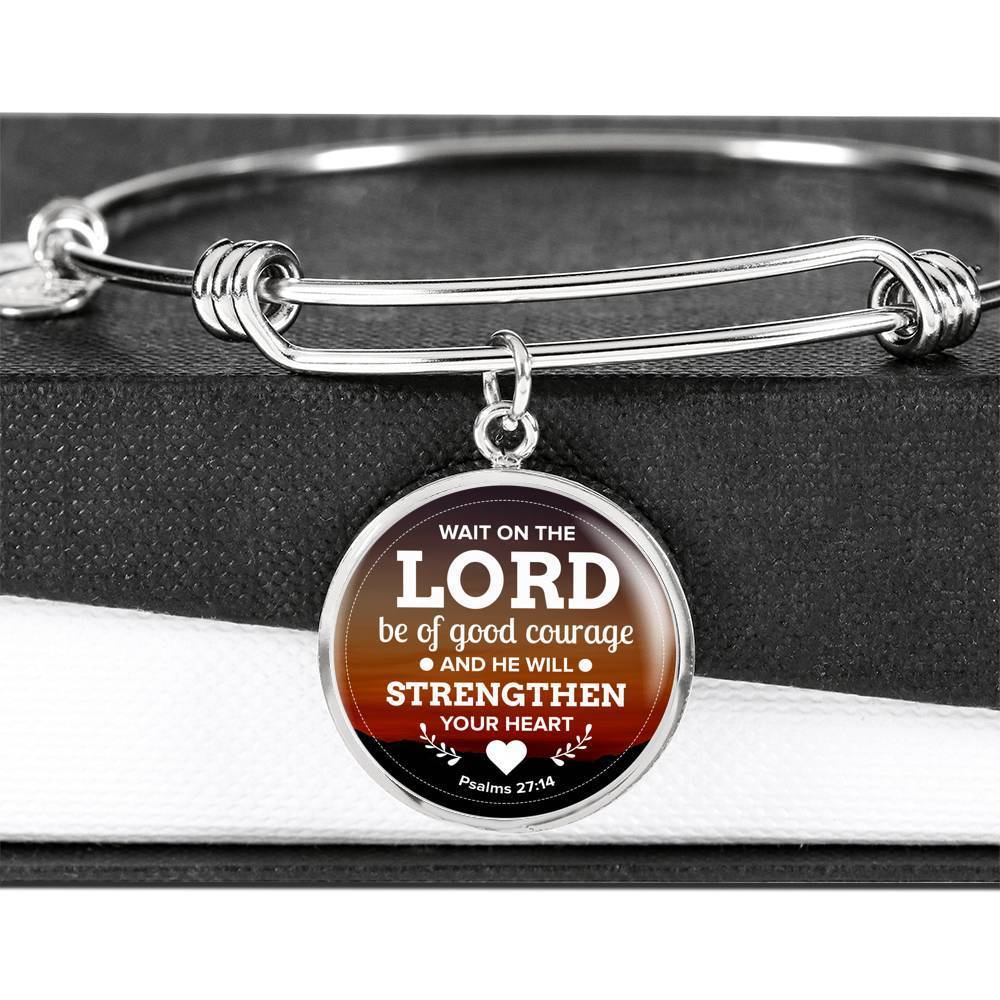 God Shall Strengthen You Stainless Steel or 18k Gold Circle Bangle Bracelet - Express Your Love Gifts