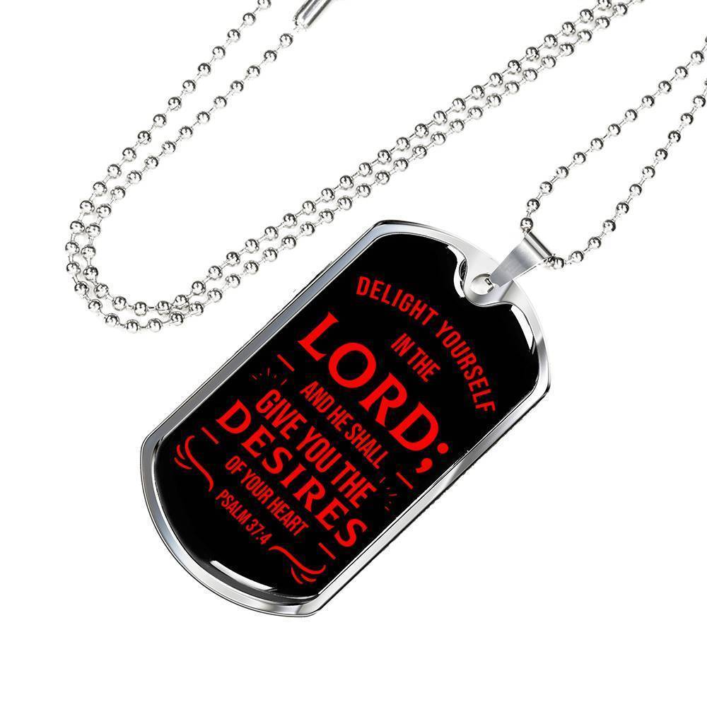 God Will Give Psalm Bible Verse Stainless Steel or 18k Gold Dog Tag 24" Chain-Express Your Love Gifts