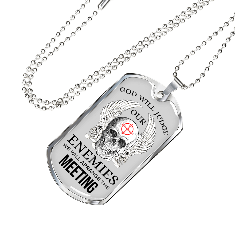 God Will Judge Necklace Stainless Steel or 18k Gold Dog Tag 24" Chain-Express Your Love Gifts