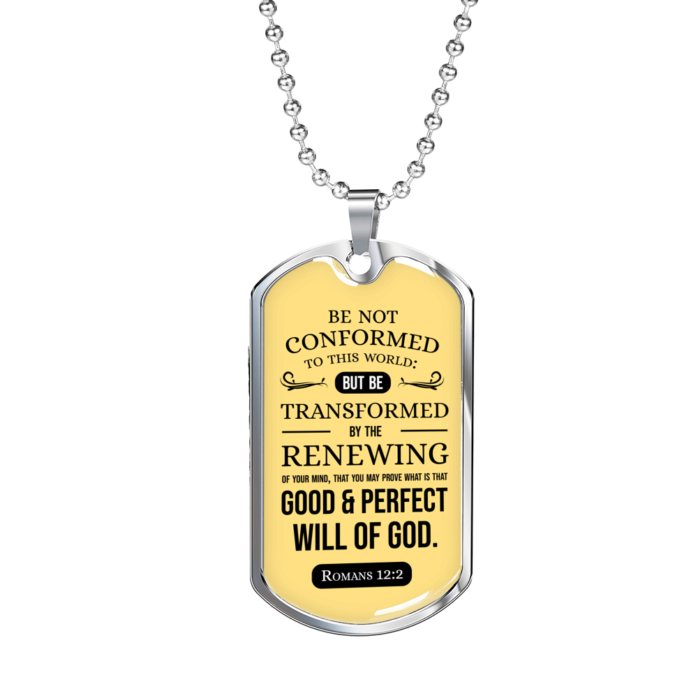 Good And Perfect Will Of God Necklace Stainless Steel or 18k Gold Dog Tag 24" Chain-Express Your Love Gifts