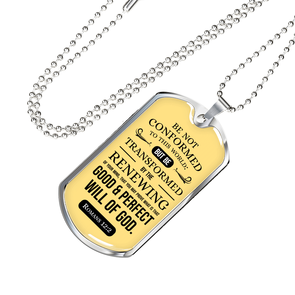 Good And Perfect Will Of God Necklace Stainless Steel or 18k Gold Dog Tag 24" Chain-Express Your Love Gifts