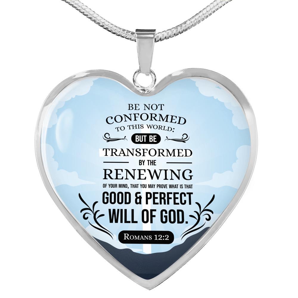 Good And Perfect Will Of God Scripture Romans Heart Pendant Necklace - Express Your Love Gifts