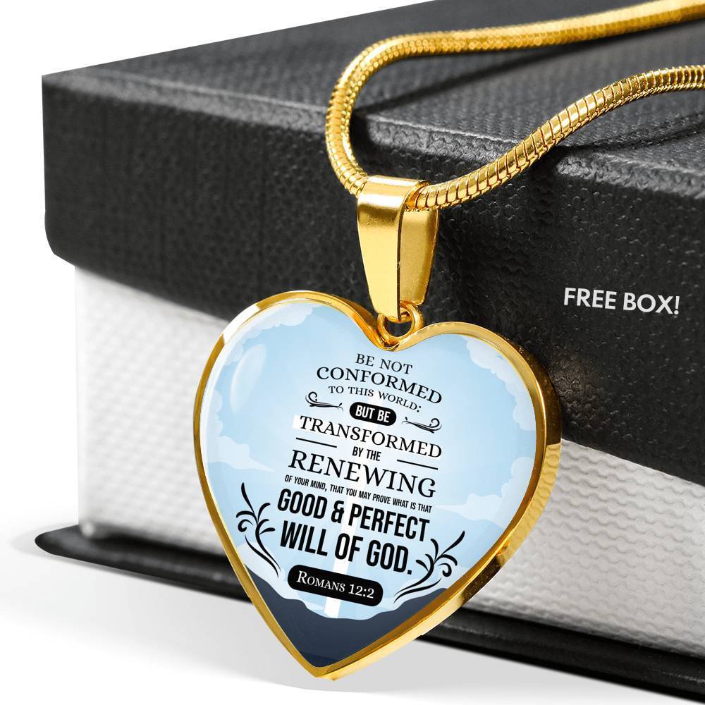 Good And Perfect Will Of God Scripture Romans Heart Pendant Necklace - Express Your Love Gifts