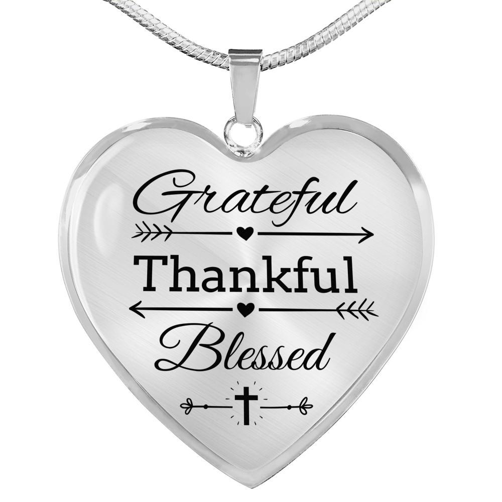 Grateful Thankful Blessed Christian Verse Gift Heart Pendant Necklace - Express Your Love Gifts