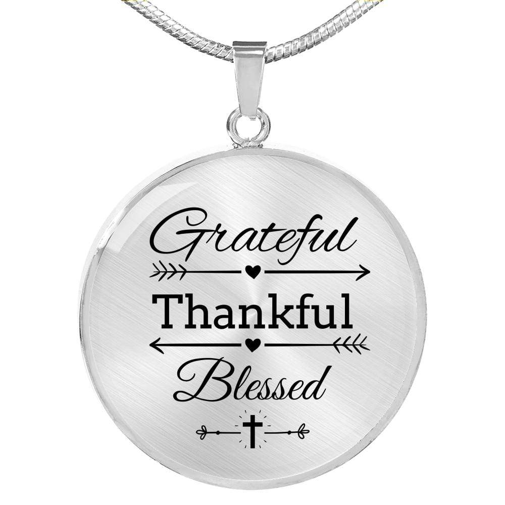 Grateful Thankful Blessed Circle Necklace Stainless Steel or 18k Gold 18-22" - Express Your Love Gifts