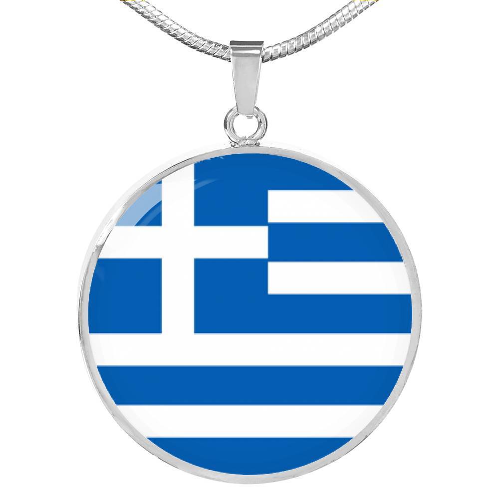 Greece Flag Necklace Greece Flag Stainless Steel or 18k Gold 18-22" - Express Your Love Gifts