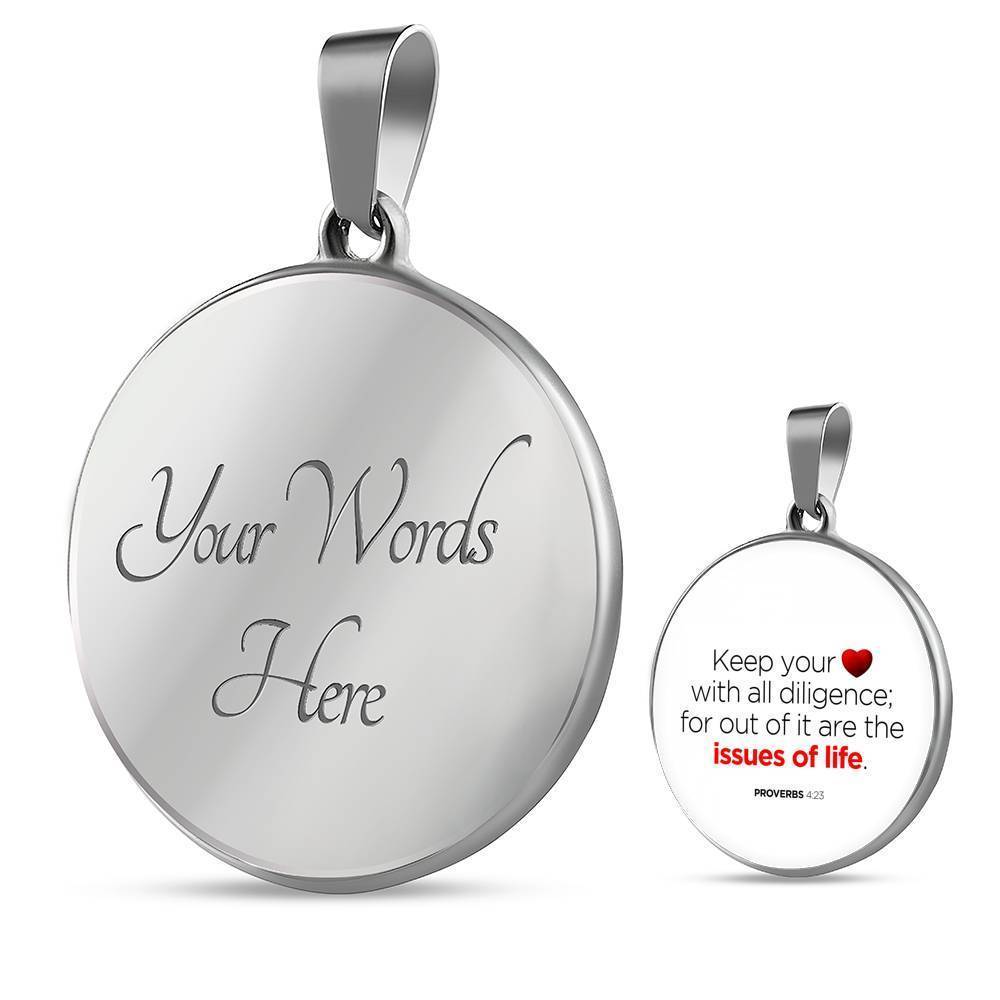 Guard Your Heart Proverbs 4:23 Circle Necklace Stainless Steel or 18k Gold 18-22"-Express Your Love Gifts