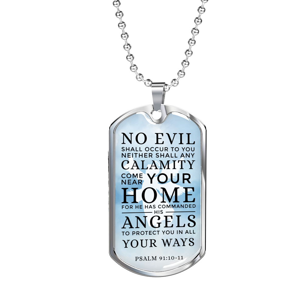 Guardian Angel Protects Always Necklace Stainless Steel or 18k Gold Dog Tag 24" Chain-Express Your Love Gifts