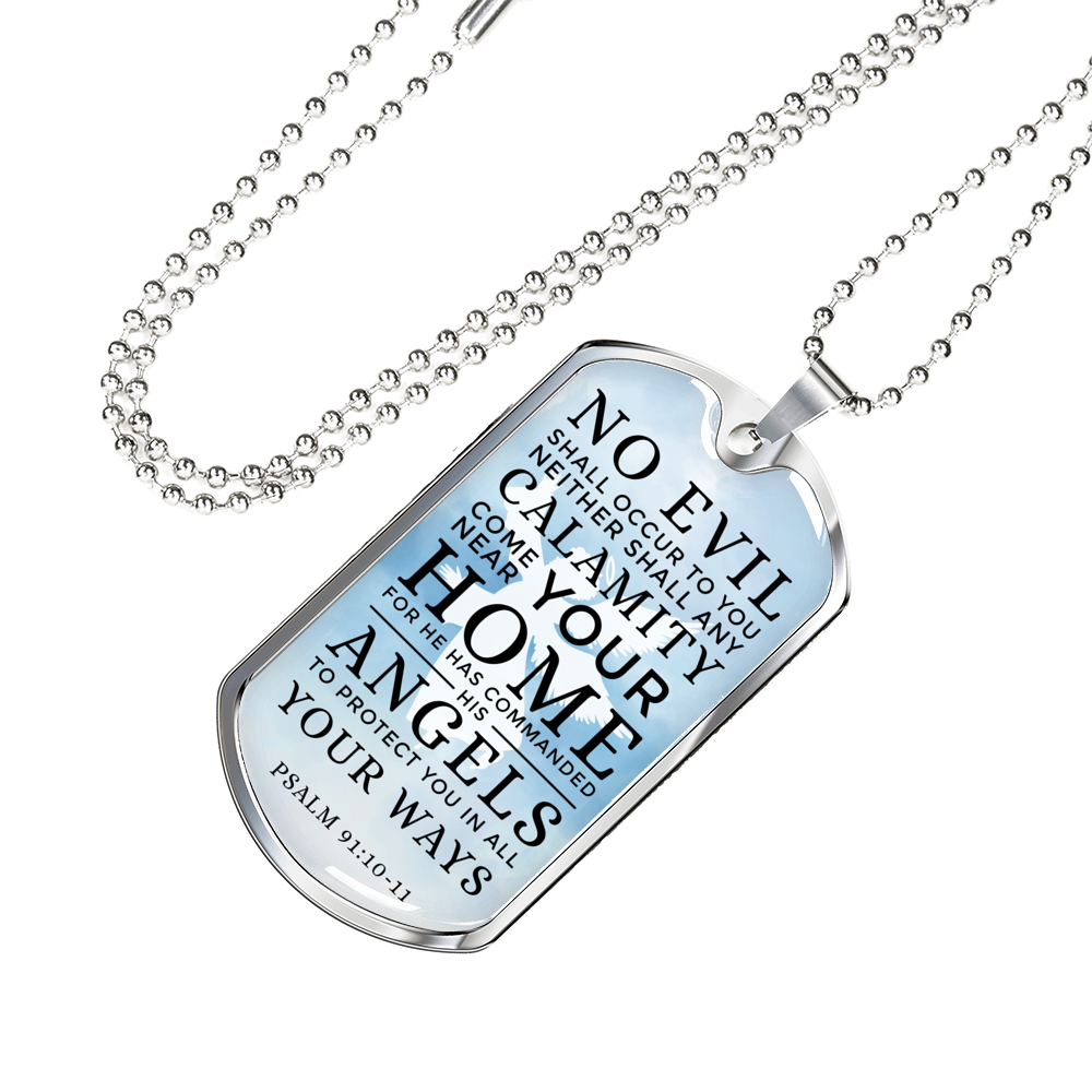 Guardian Angel Protects Always Necklace Stainless Steel or 18k Gold Dog Tag 24" Chain-Express Your Love Gifts