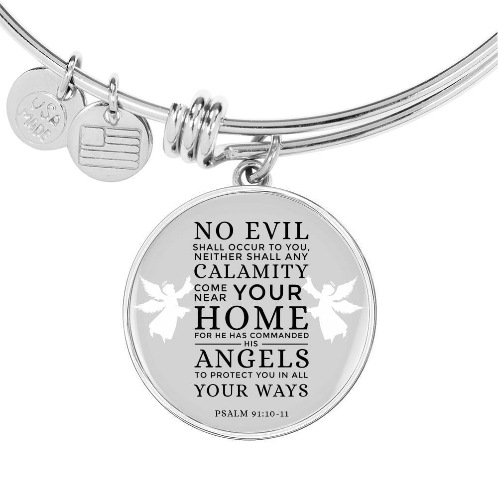 Guardian Angel Protects Always Psalm Stainless Steel or 18k Gold Circle Bangle Bracelet - Express Your Love Gifts