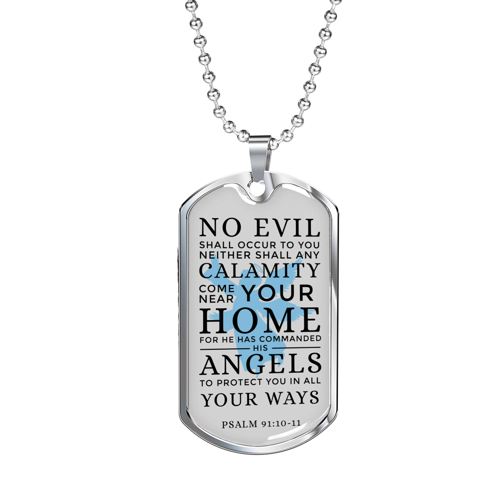 Guardian Angel Protects Always Stainless Steel or 18k Gold Dog Tag 24" Chain-Express Your Love Gifts