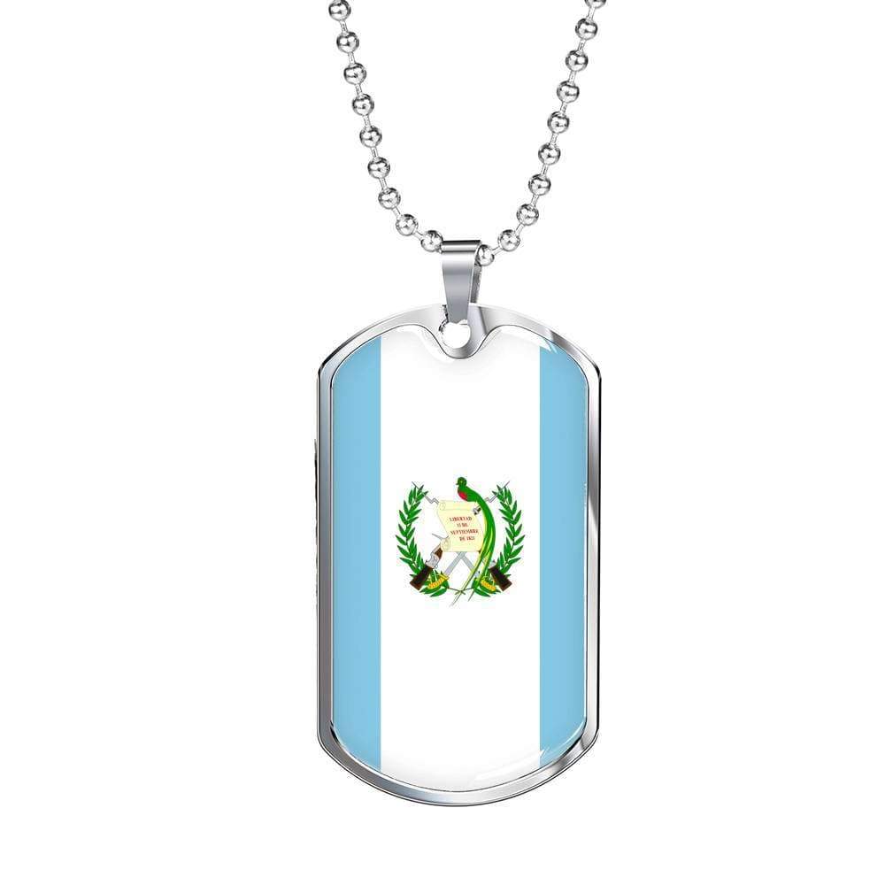 Guatemala Flag Necklace Guatemala Flag Stainless Steel or 18k Gold Dog Tag 24" - Express Your Love Gifts