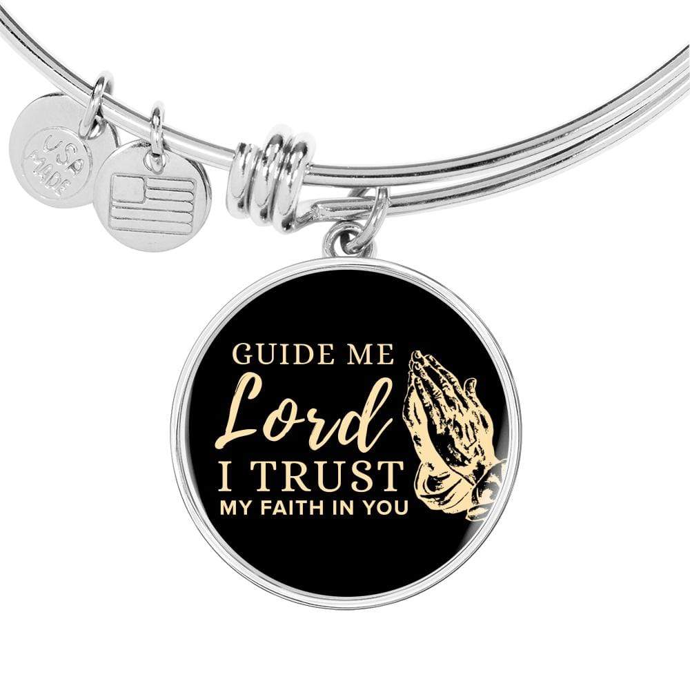 Guide Me Lord Stainless Steel or 18k Gold Circle Bangle Bracelet - Express Your Love Gifts