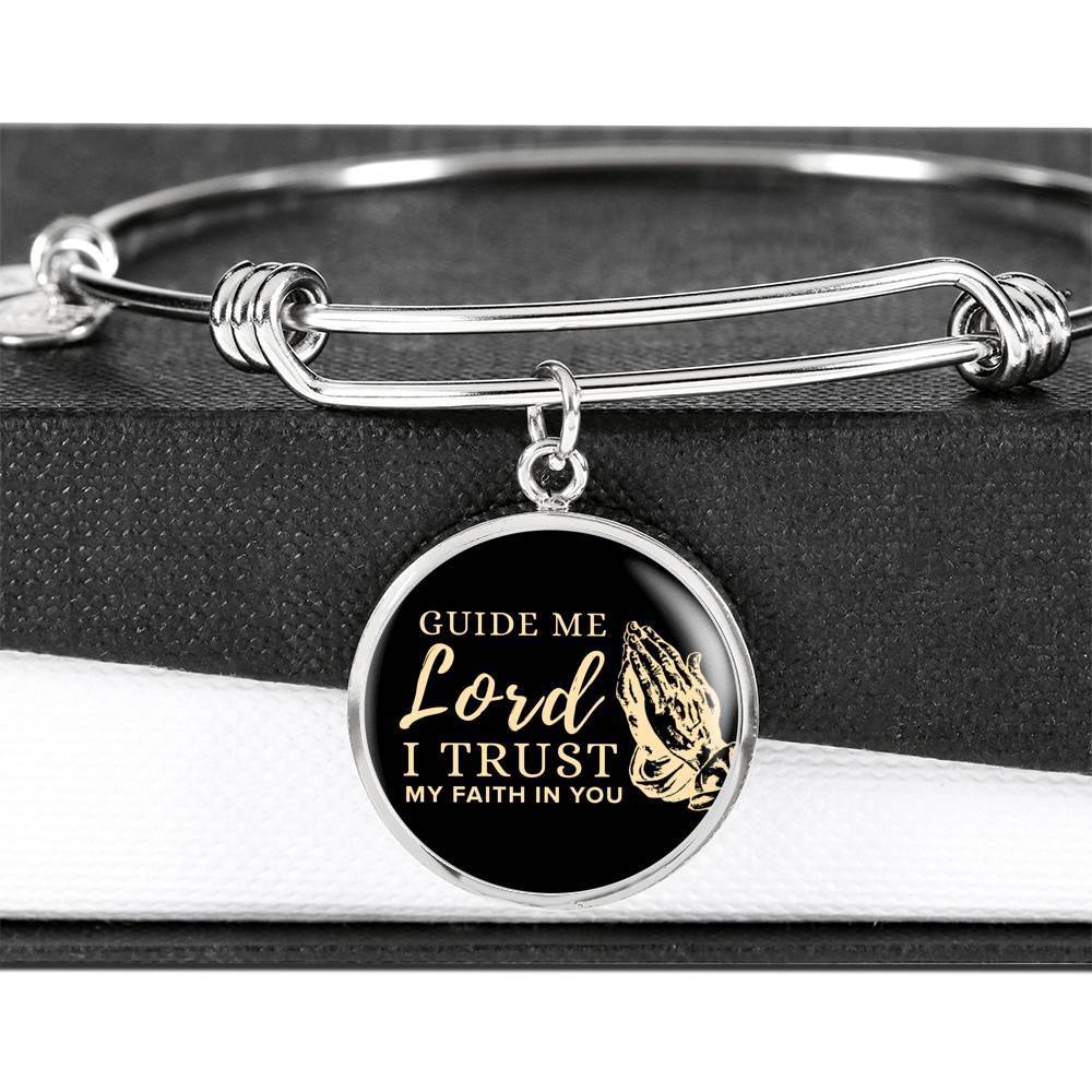 Guide Me Lord Stainless Steel or 18k Gold Circle Bangle Bracelet - Express Your Love Gifts