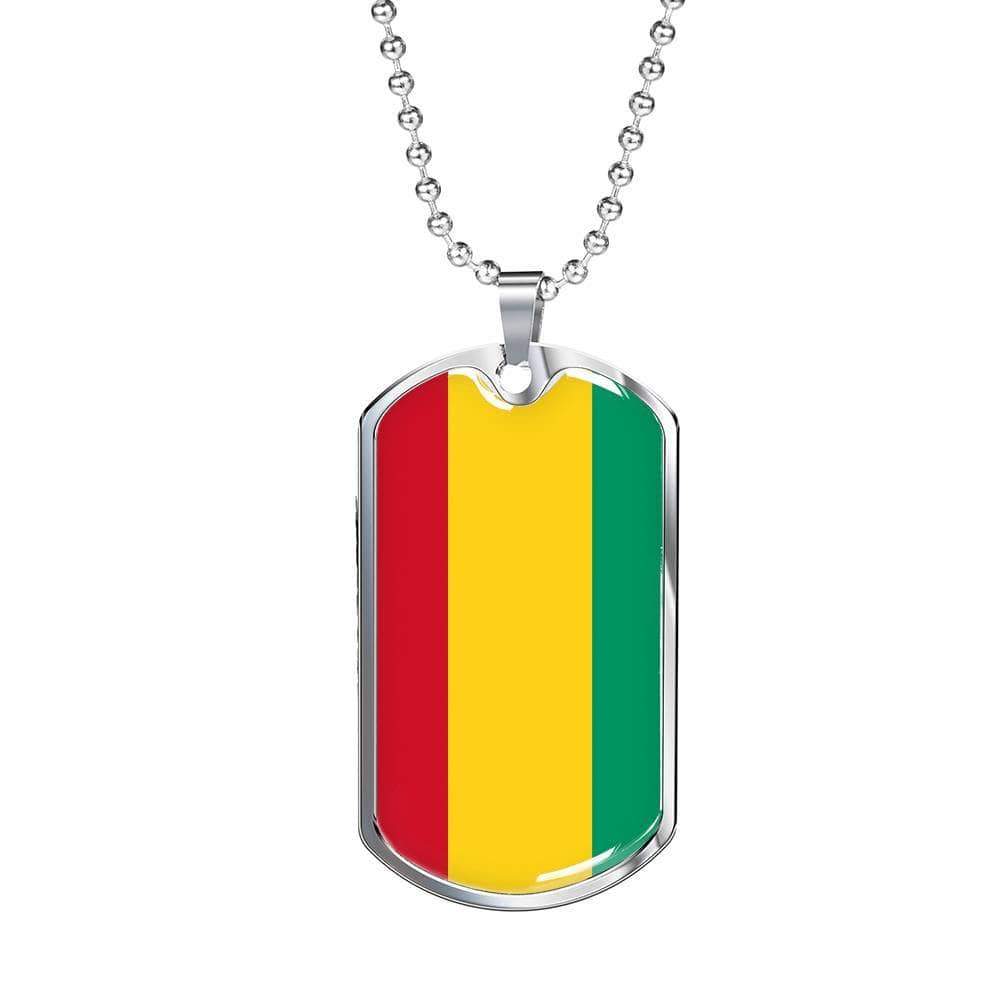 Guinea Flag Necklace Guinea Flag Stainless Steel or 18k Gold Dog Tag 24" - Express Your Love Gifts